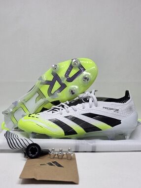 Adidas Predator Elite SG Cleats White/Black/Lemon JI1067 Mens Size 6.5/Women 7.5